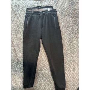 J. COME‎ Mens Black Jogger Pants Sweatpants Size L Zip Pockets Athletic